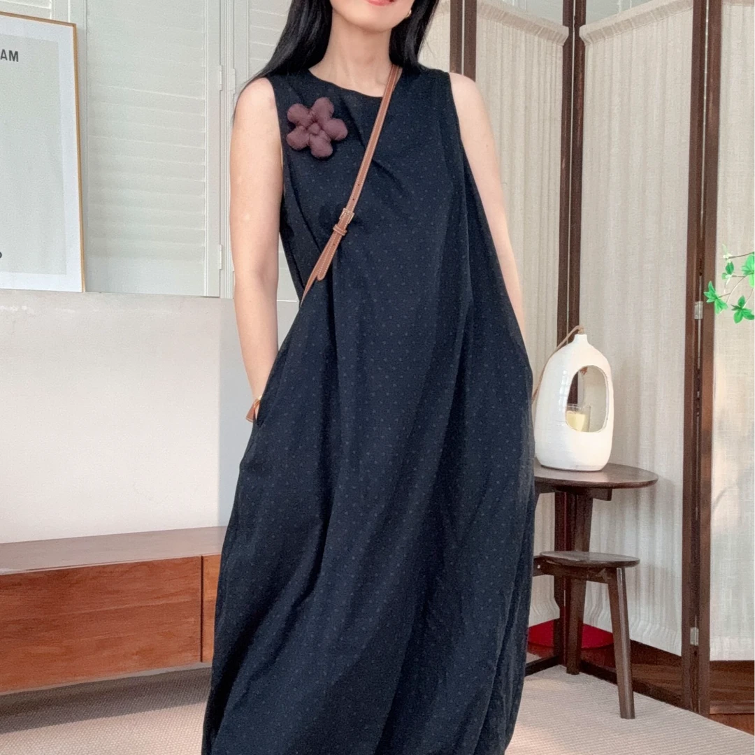 【安雅精选】日系小圆点无袖连衣裙