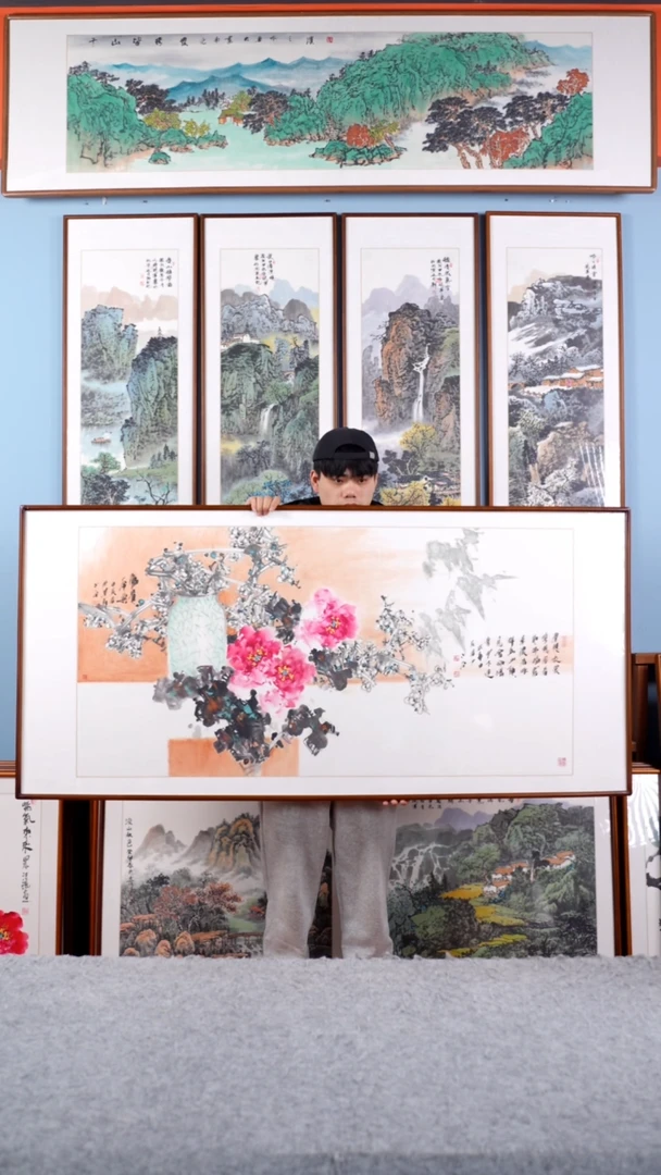 【闪购商品】国画田小平《富贵平安》手绘带框174*84