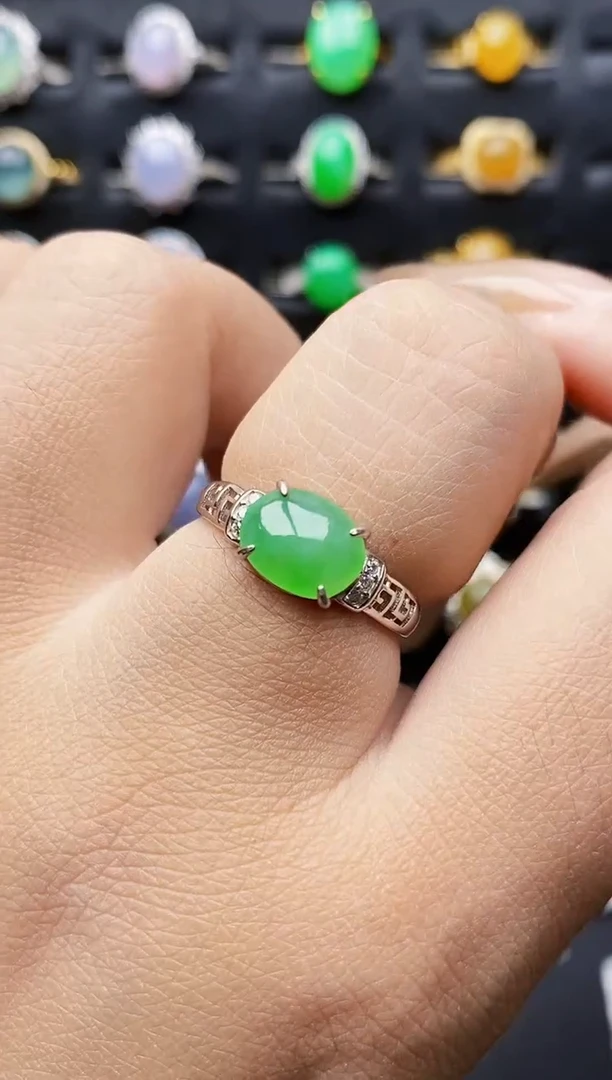 银S925镶嵌戒指翡翠0336