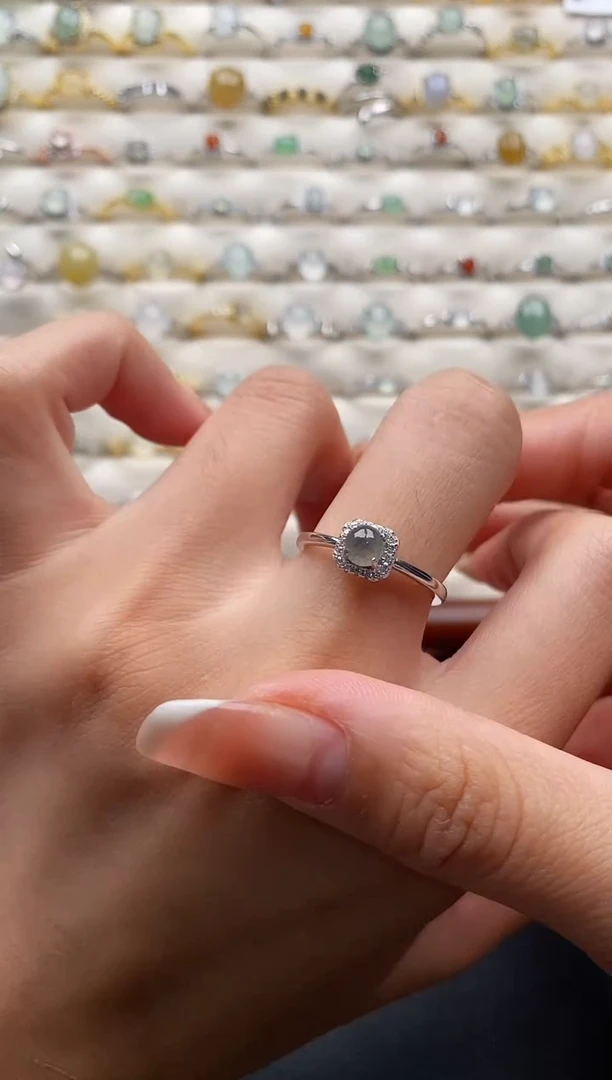 银S925镶嵌戒指翡翠44444444+2