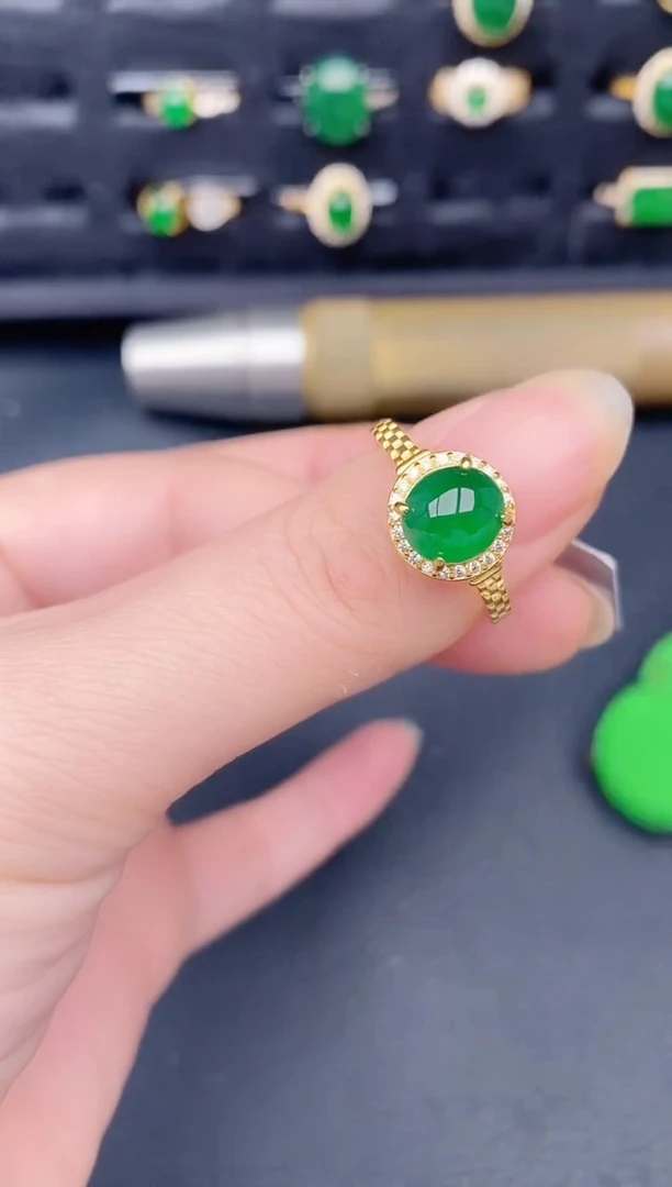 银S925镶嵌戒指翡翠天然a货翡翠331