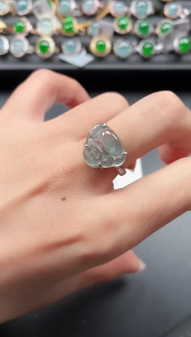 银S925镶嵌戒指翡翠11