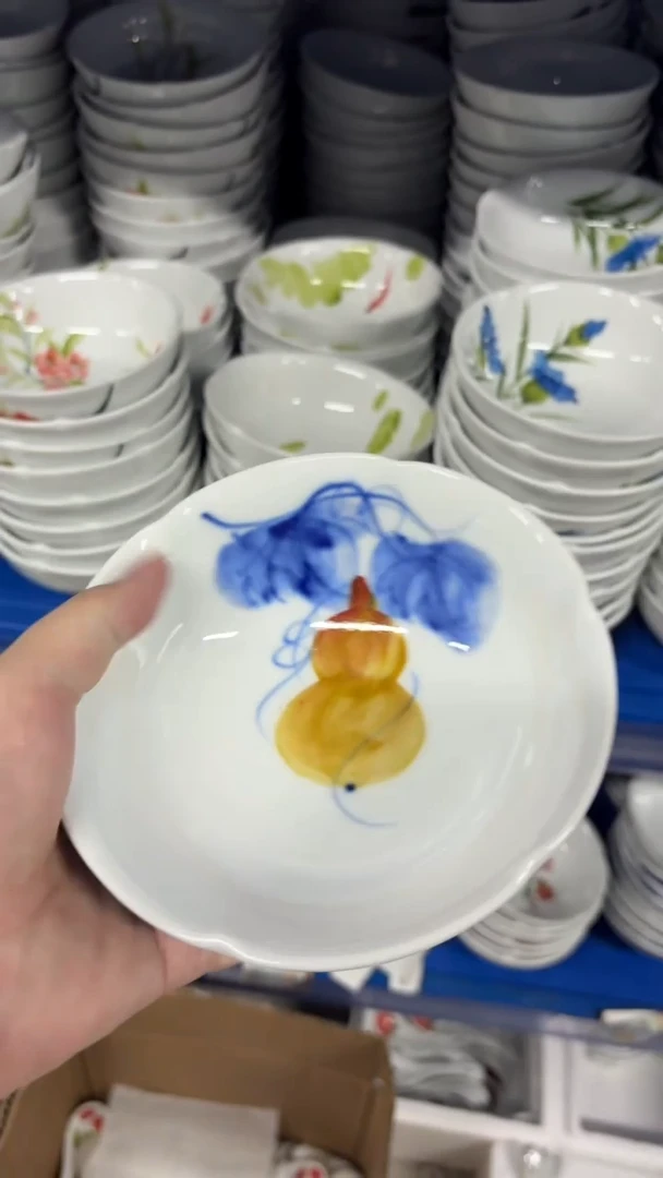 景德镇手绘釉中彩（食品级）高足花口碗