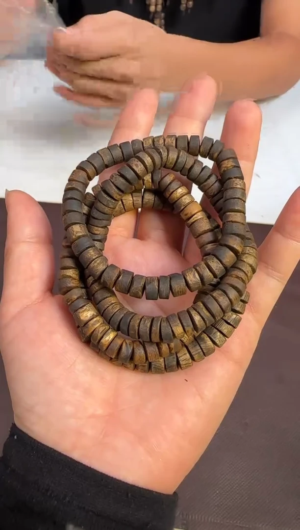 手串沉香99沉海南绿棋沉香金沙叶虫漏厚片珠单圈多样性发1