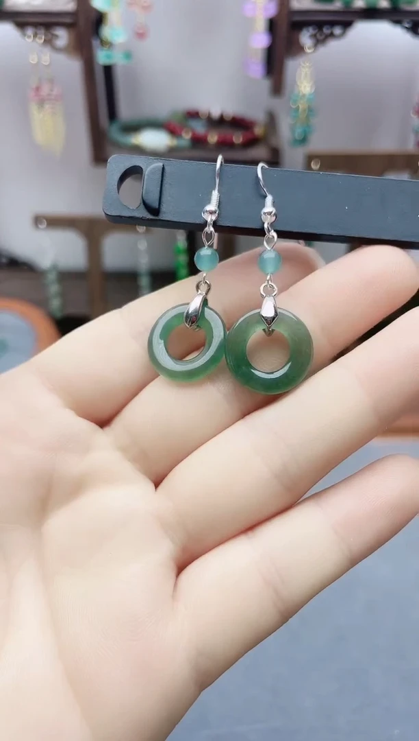 银S925镶嵌翡翠耳饰831000