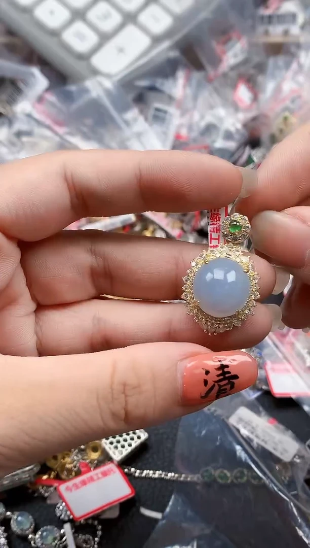 银S925镶嵌戒指翡翠天然A货缅甸翡翠