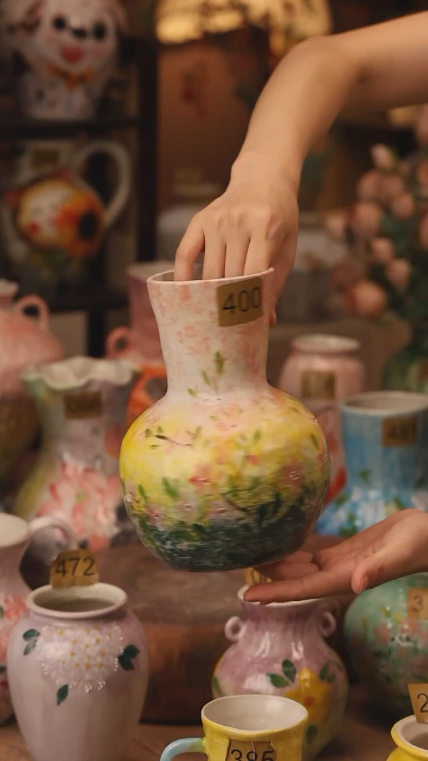 陶瓷400景德镇设计师手作花器摆件侘寂风