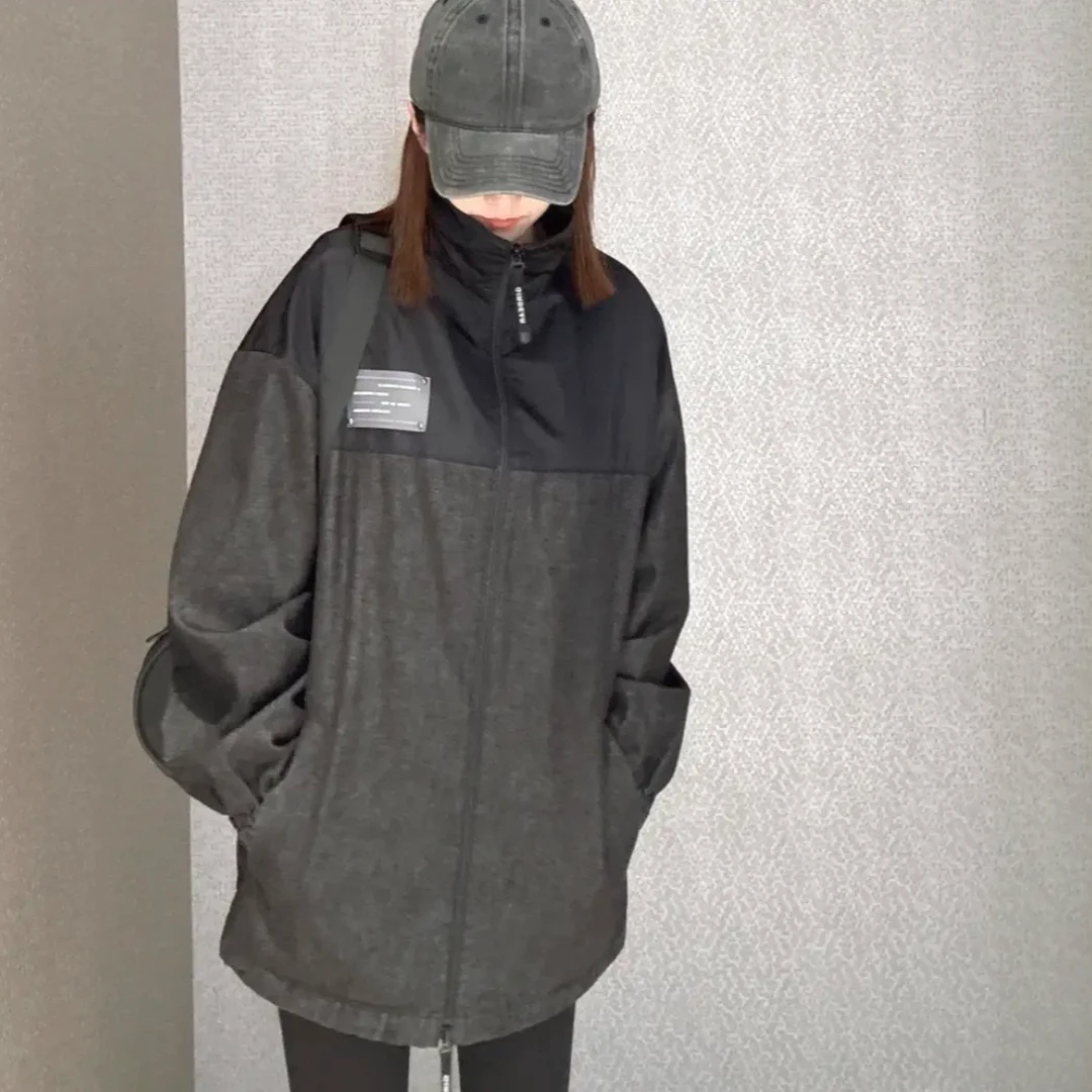 GIRDEAR/哥弟新款时尚休闲海洋悦动宽松廓形拉链风衣外套 1400760