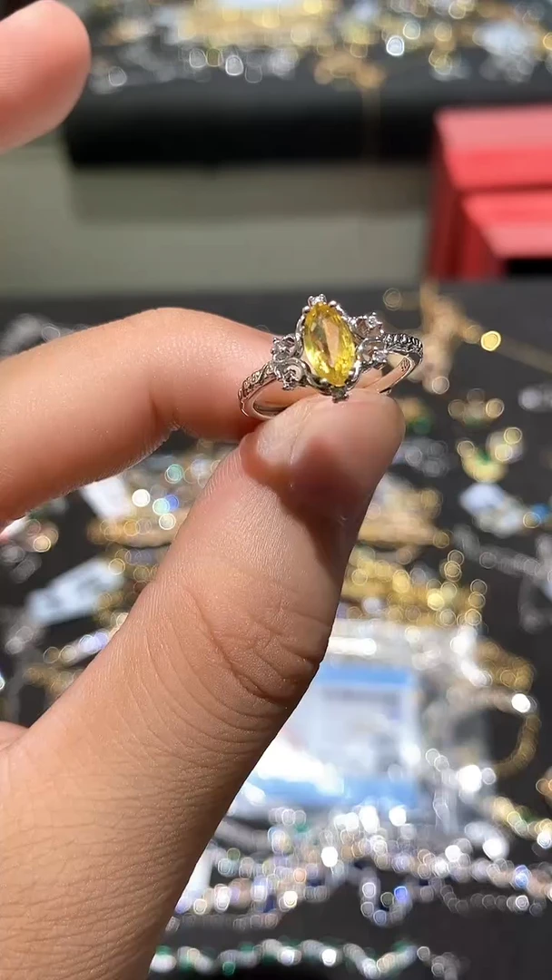 蓝宝石戒指银S925镶嵌戒指