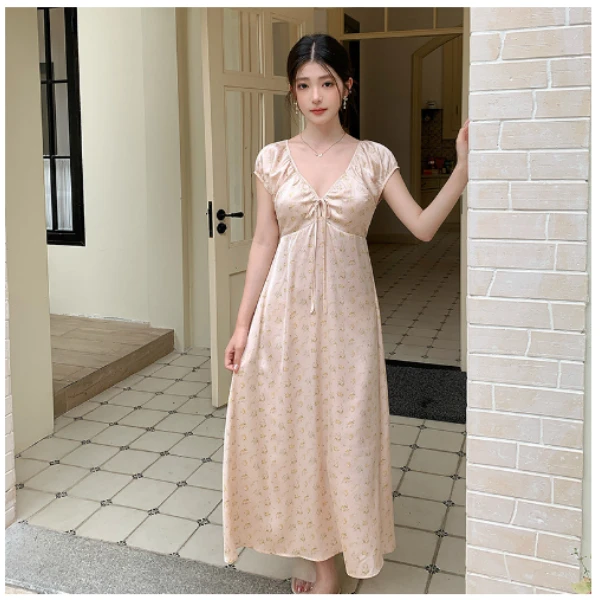 【晚香睡裙】套头设计高腰透气法式气质睡裙-25SS0730-A