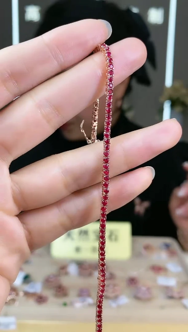 【闪购商品】红宝石手链15银S925镶嵌手链15
