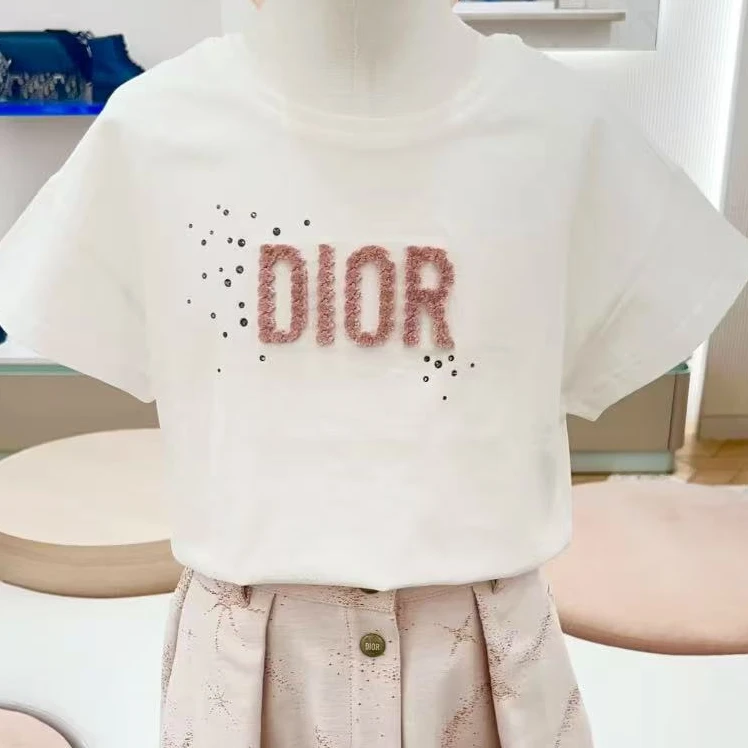 全新未使用 DIOR/迪奥 字母印花落肩短袖/13A