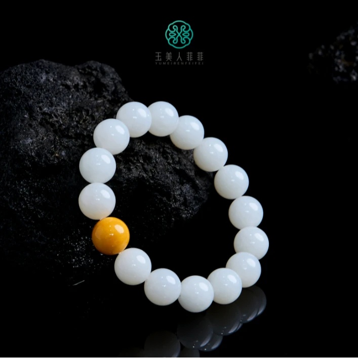 石惑珠宝@和田玉圆珠单圈手串约12mm-多样性发一