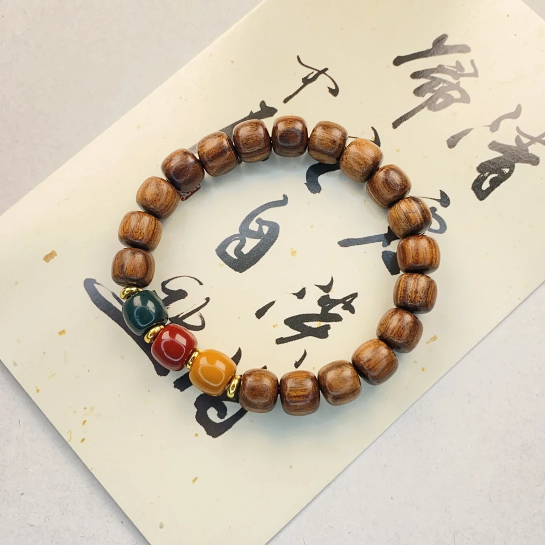 【阳光福利】 0.8CM三色珠黑花梨（无礼盒）手串 MTX-0005