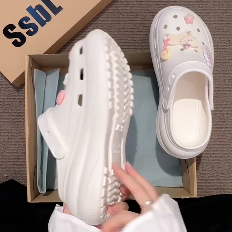 时尚网红超火小猫装饰两穿拖鞋女2025夏季外穿百搭休闲沙滩凉拖鞋