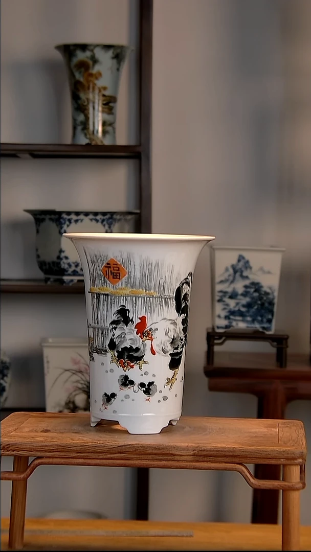 景德镇手工陶瓷花盆