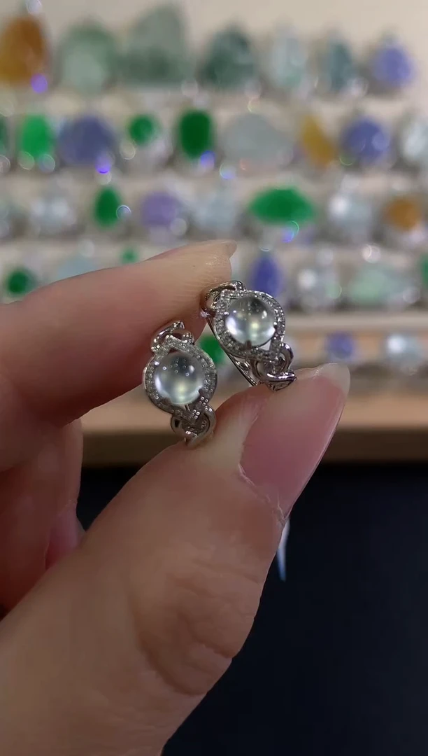 18K金镶嵌翡翠耳饰b201多样性一件发