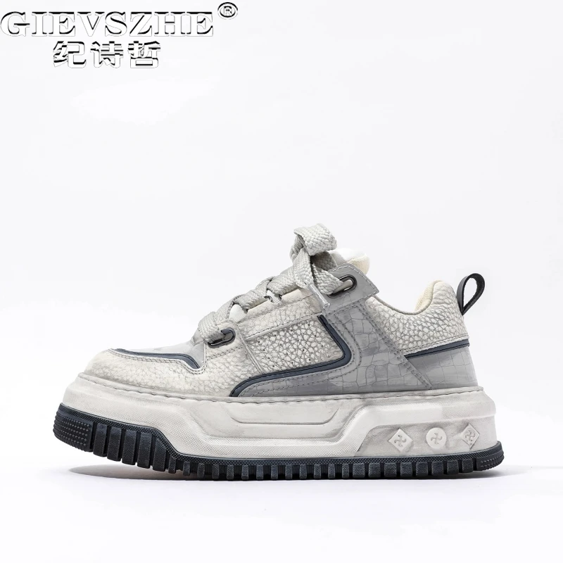 纪诗哲男鞋厚底轻便个性运动鞋子男士时尚透气休闲鞋潮流百搭板鞋