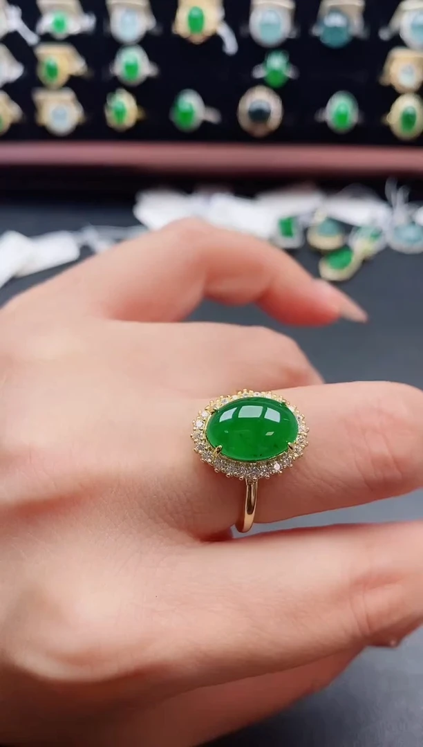 银S925镶嵌戒指翡翠1