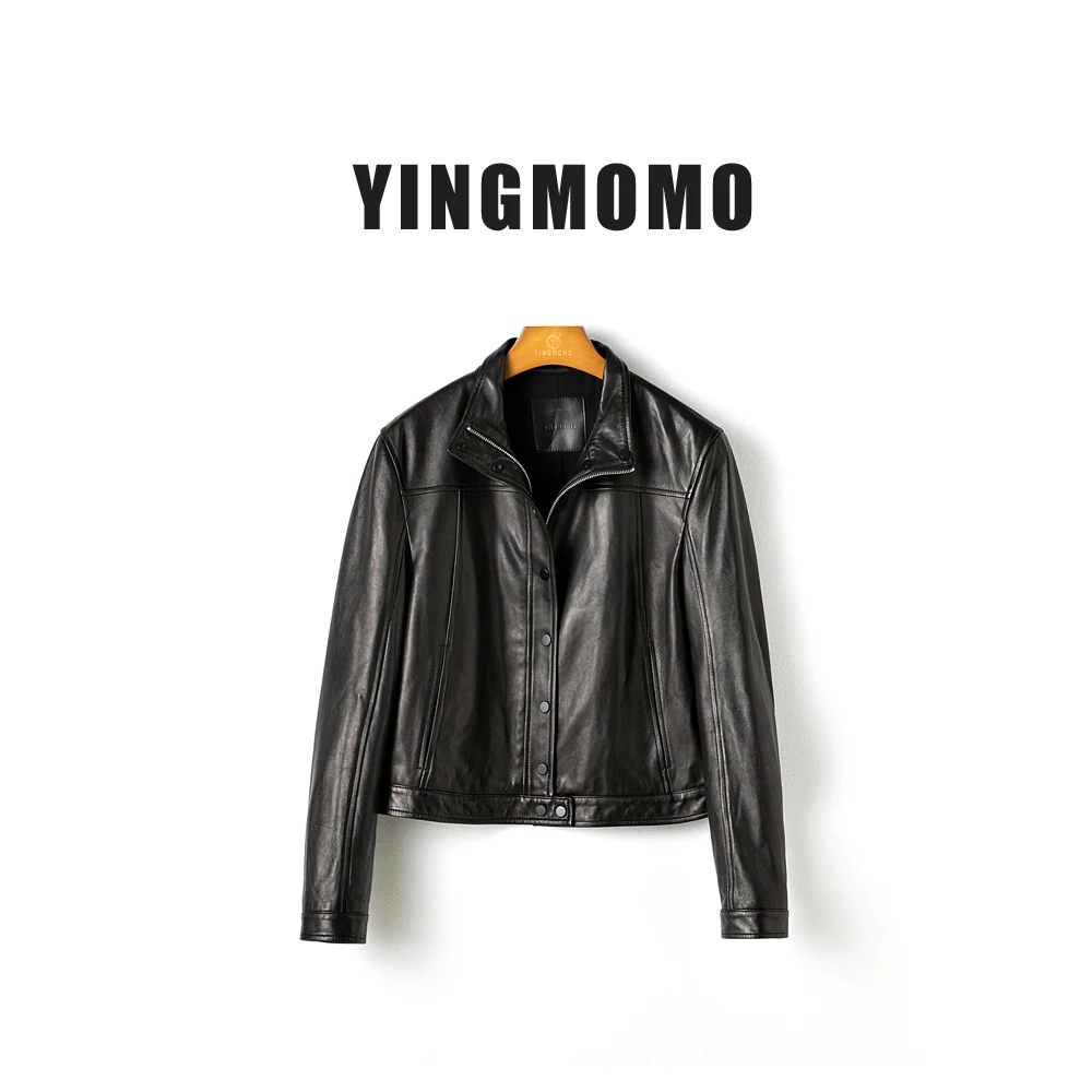 【YINGMOMO】影哥 真皮皮衣短款黑色显瘦修身机车款外套女M2320