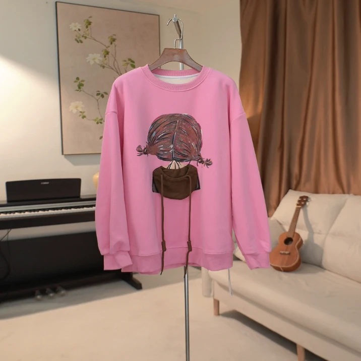 D089 秋冬柔软圆领套头卫衣女 00686