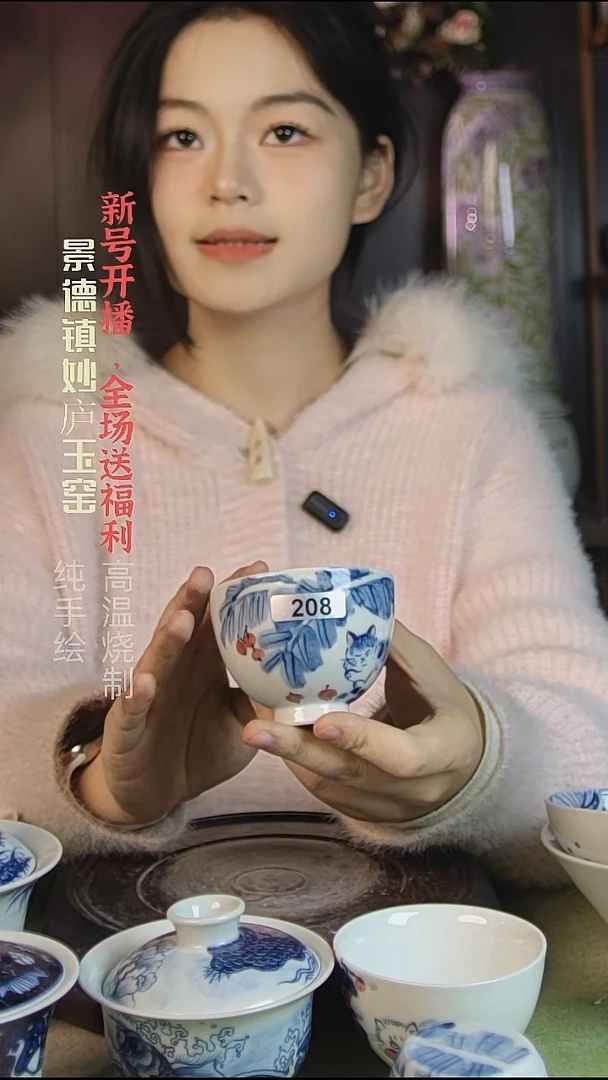 盘陶妙庐玉窑鸡心杯208微瑕
