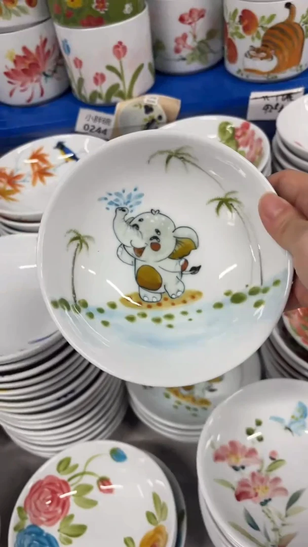瓷片景德镇高温陶瓷食品级手绘釉中彩-小胖碗