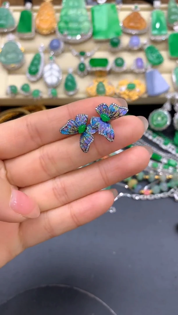 【闪购商品】翡翠耳饰18K金镶嵌345-中国好珍宝