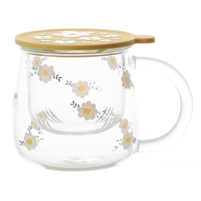 A45小雏菊玻璃茶滤杯【三件套】