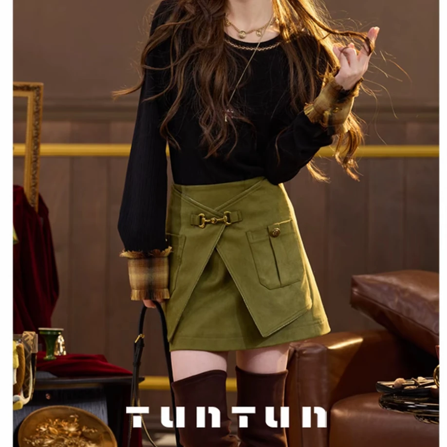 【袖色可餐 黑色】简单漂亮 小香风毛边T恤