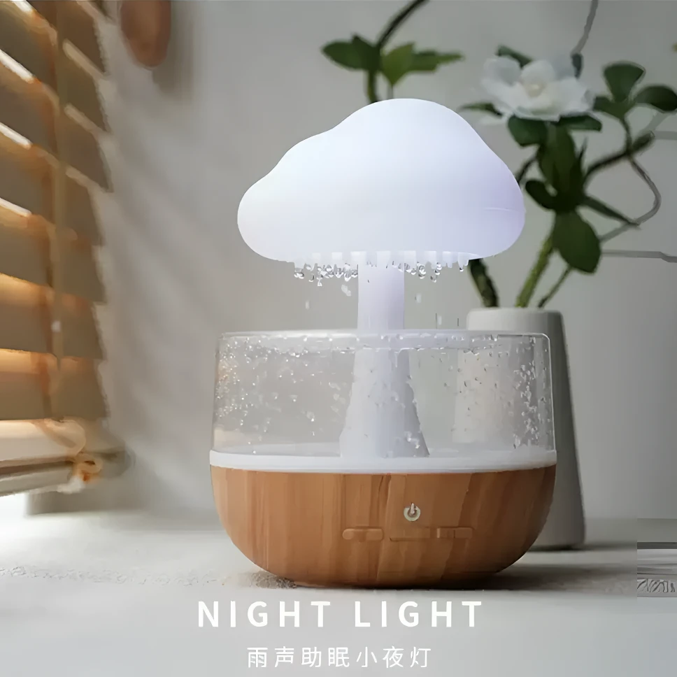 抢【包邮】新款云雨加湿器家用卧室小型迷你雨声助眠七彩渐变小夜灯