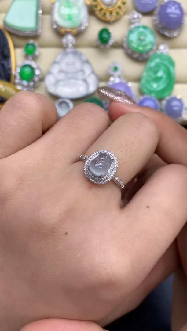 18K金镶嵌戒指翡翠182-中国好珍宝