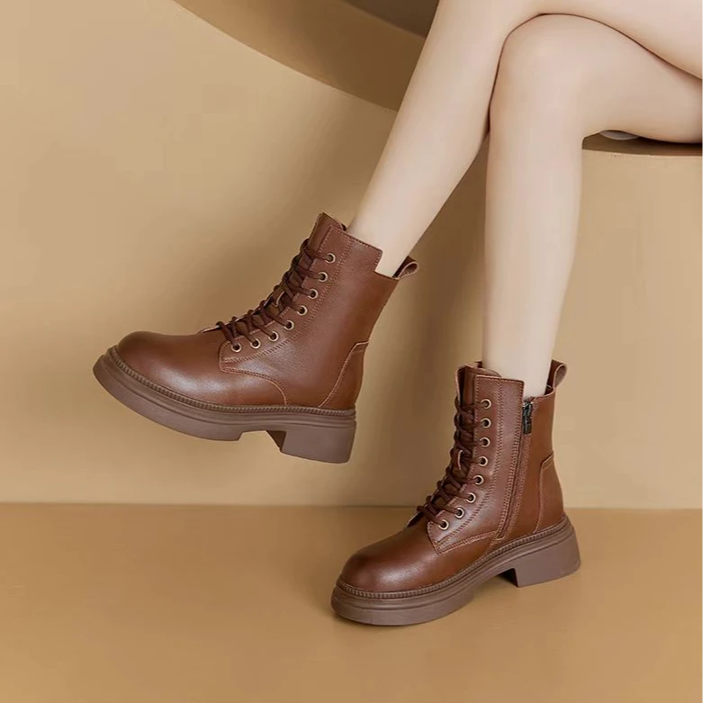 2805 纯牛皮手工高定 英伦风轻奢高帮马丁靴 增高显瘦 时尚洋气