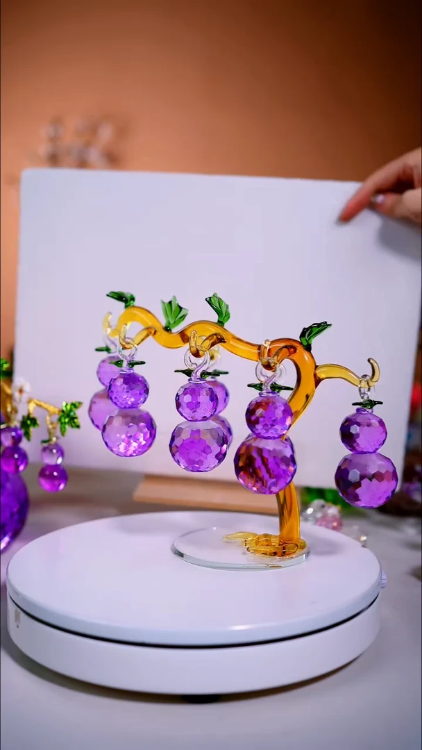 手工艺品琉璃紫色7挂葫芦摆件