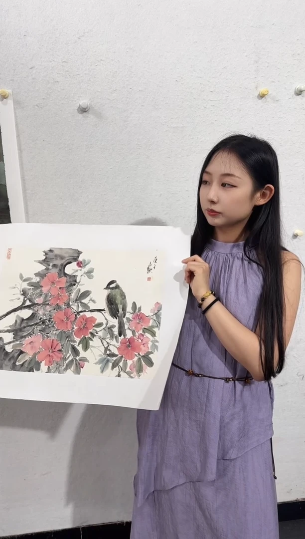 国画y天津人美-马驰1.4平尺花鸟作品