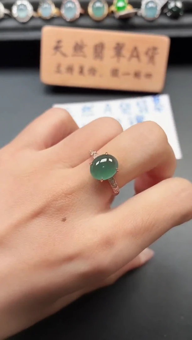 银S925镶嵌戒指翡翠1