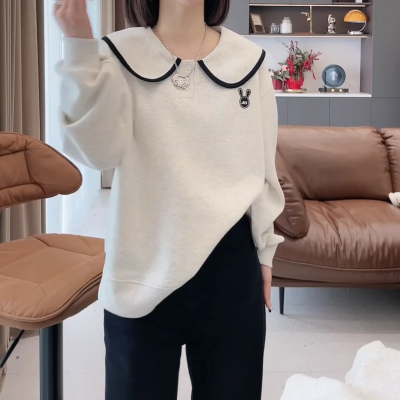 【实穿主义】2025年春季新款娃娃领兔子长袖百搭卫衣女LK2502032