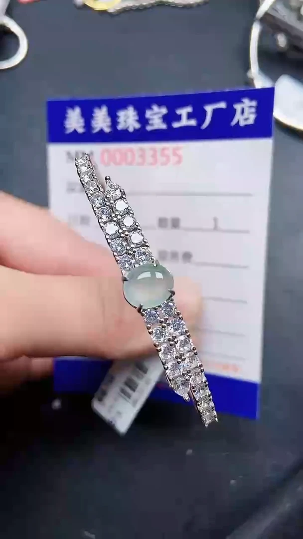 颈饰银S925镶嵌翡翠33355