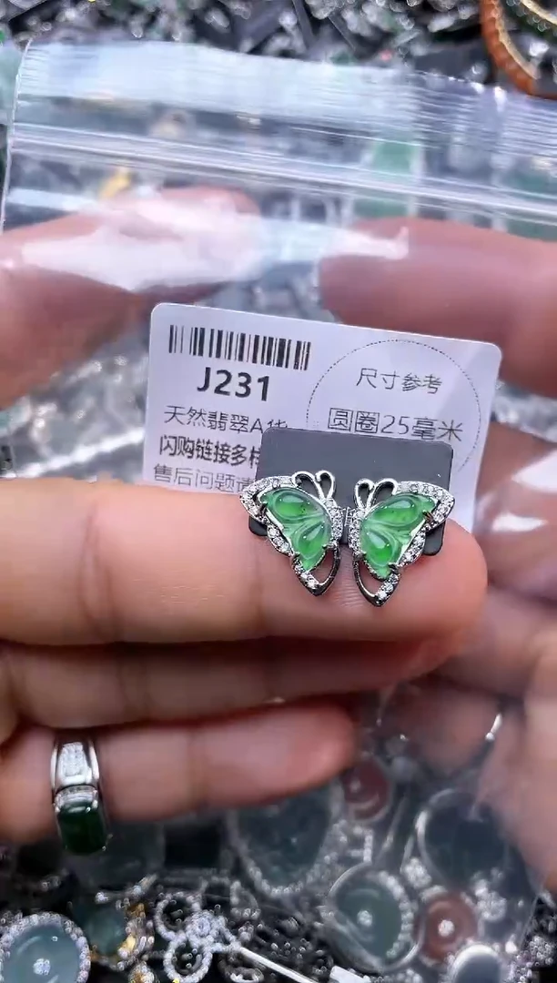 【闪购商品】翡翠颈饰未镶嵌J231耳钉