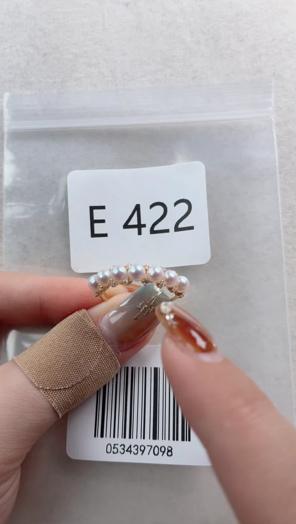 银S925镶嵌戒指淡水珍珠E422