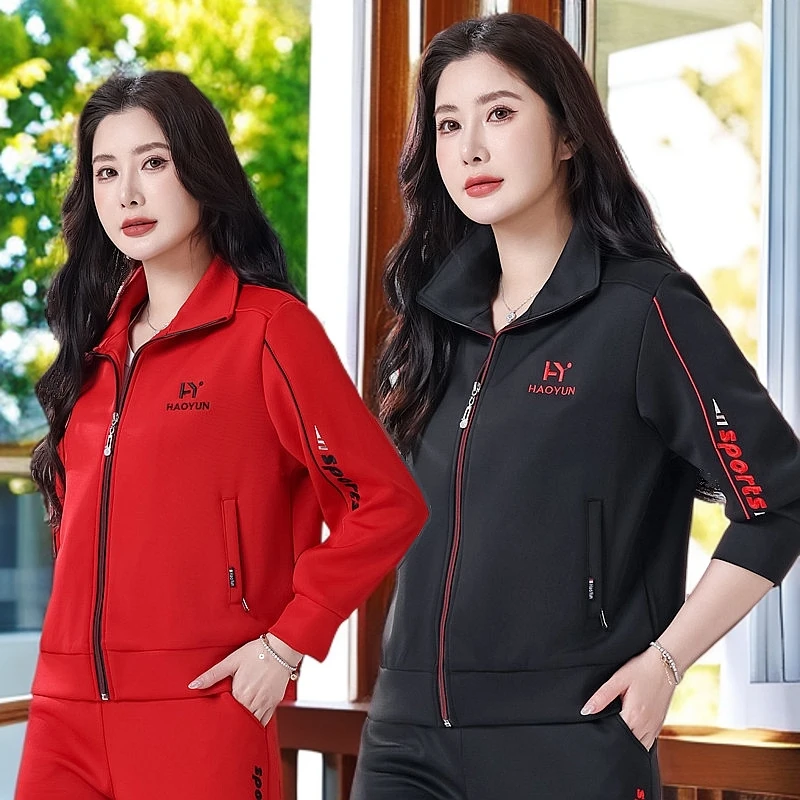 运动风中年女装春季休闲春秋夏季外套开衫运动服时尚减龄