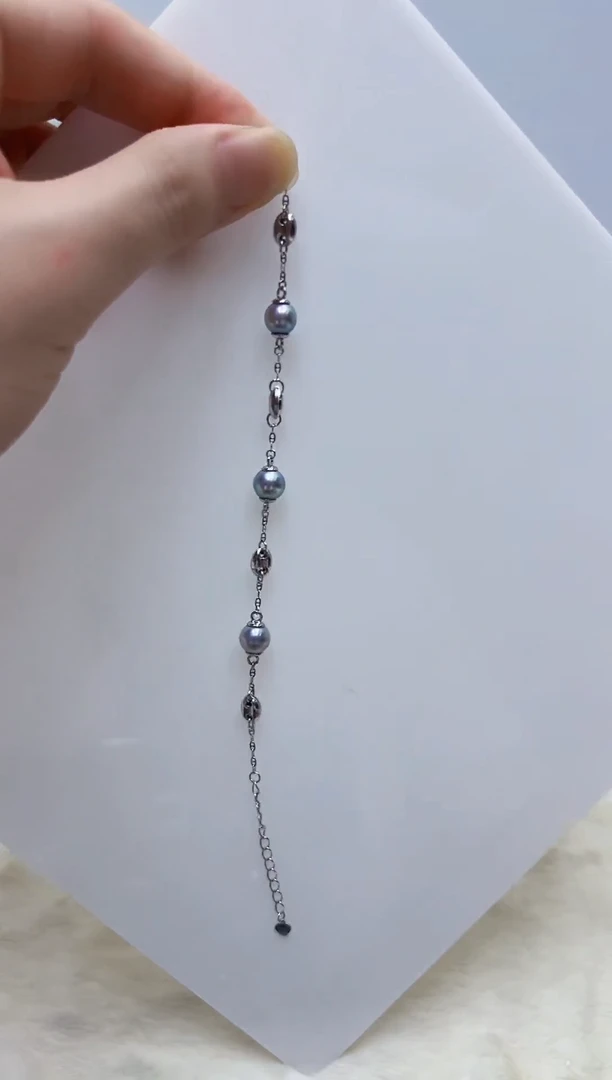 银S925镶嵌海水珍珠DA手链@@ye312
