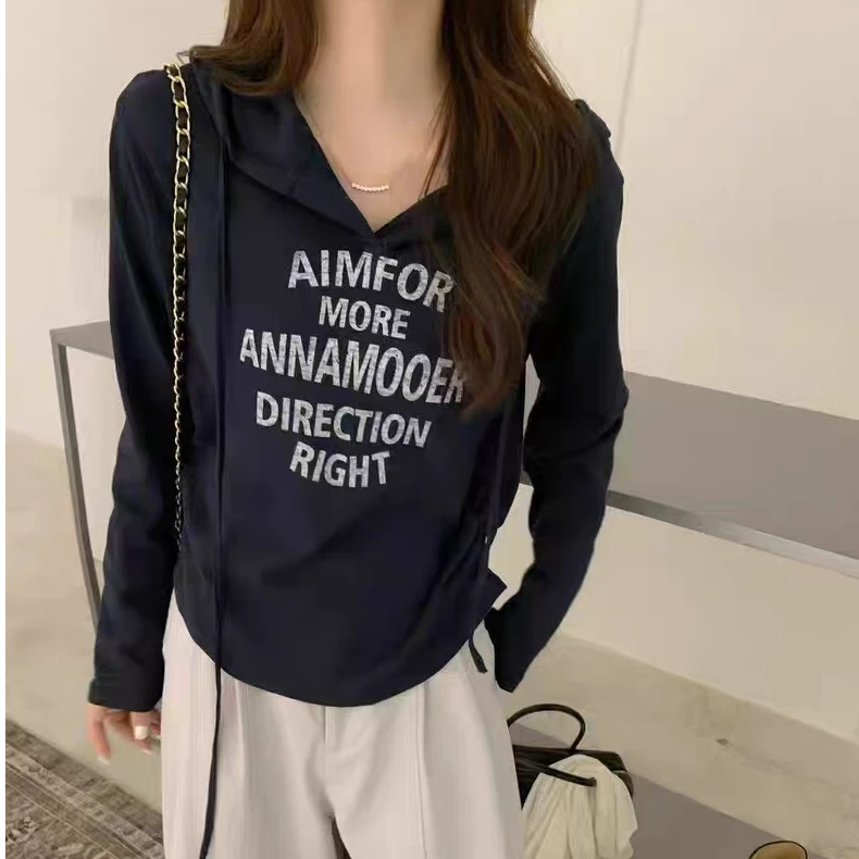 欧朵琦【品牌正品】休闲时尚字母帽衫卫衣连帽长袖百搭