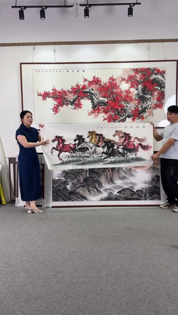 国画马到成功208*86手绘国画