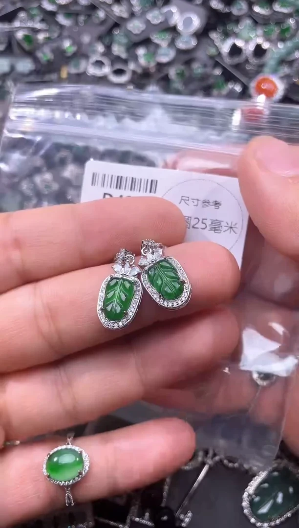 翡翠未镶嵌颈饰D480耳钩