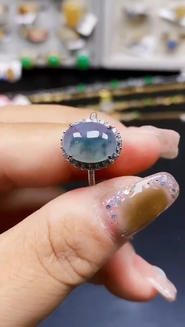 银S925镶嵌戒指翡翠8051