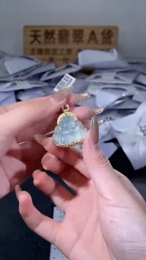 吊坠(不含链)银S925镶嵌翡翠天然翡翠A货-