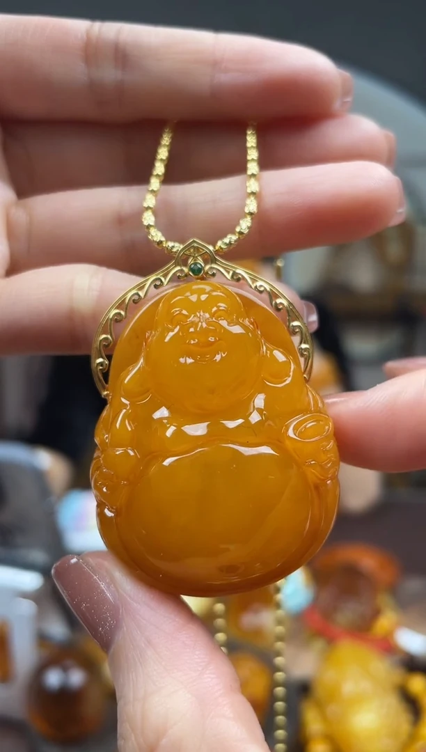 【闪购商品】琥珀裸石18K金镶嵌首饰 假1赔4 （多样性发货1件