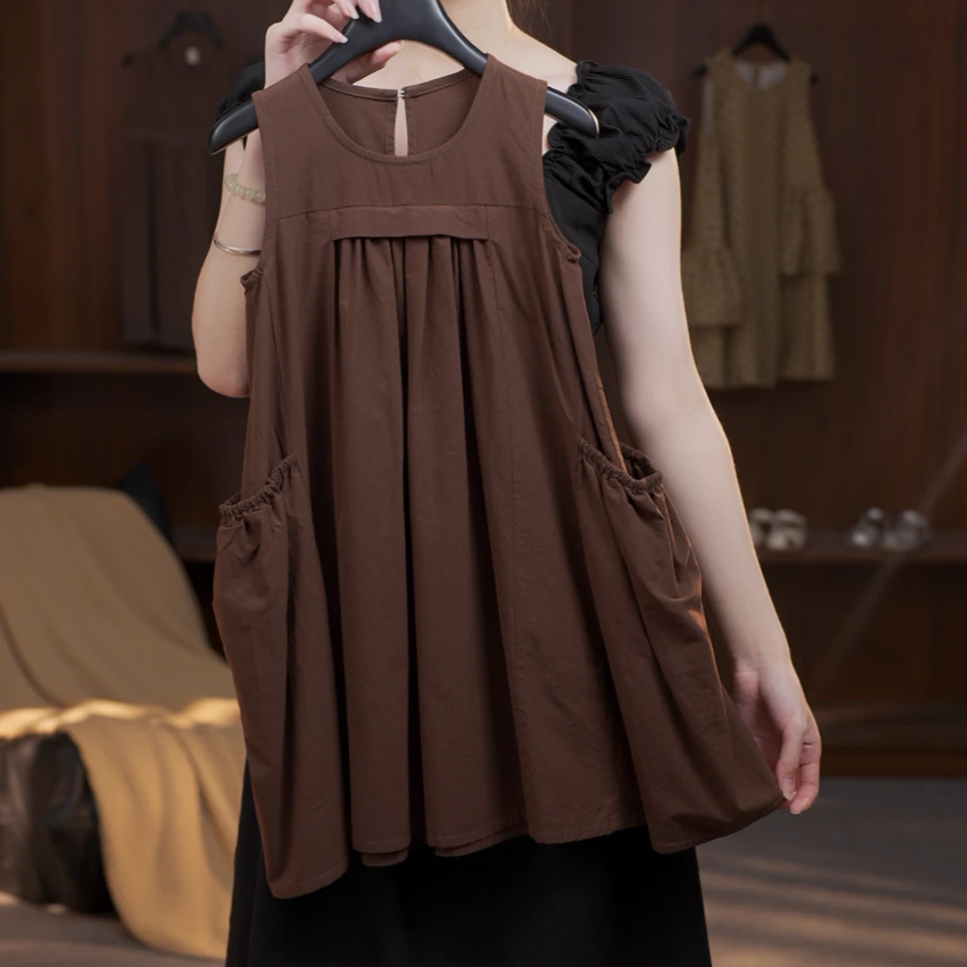 2025新C夏季森系连衣裙女背心裙小众设计无袖亲子连衣裙251119