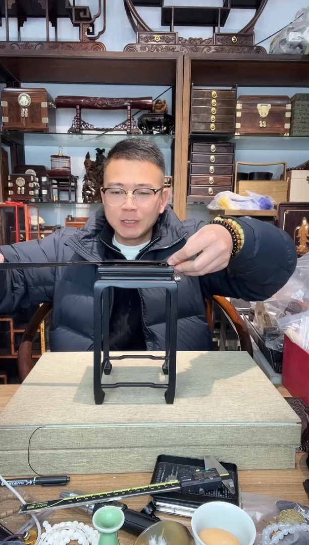 乌木类书架244紫光檀明式花架中号13*24 瑕疵
